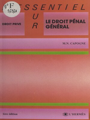 cover image of Droit pénal général